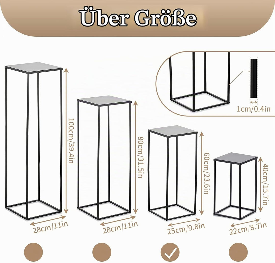 Sziqiqi 60cm Schwarz Vase mit Platte Hochzeit Mittelstücke für Tischdekoration – 2 Stück Hoch Vase G