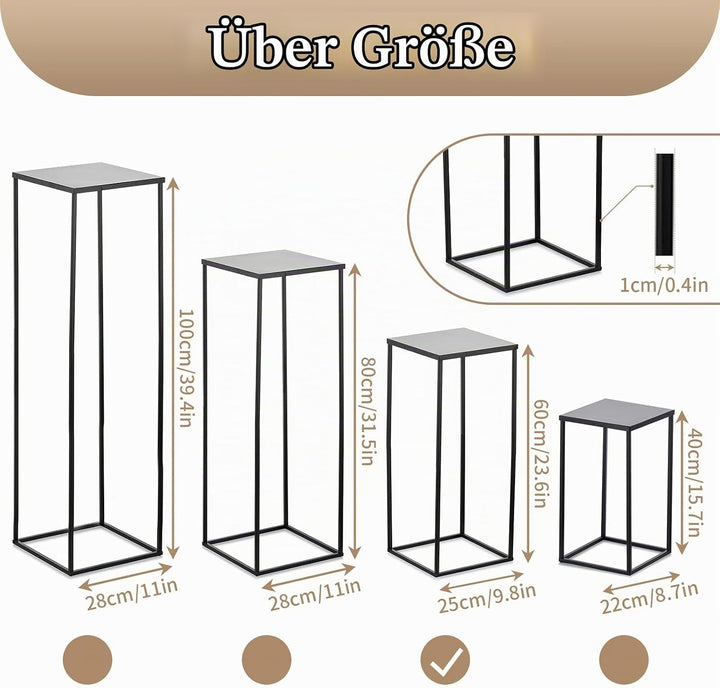 Sziqiqi 60cm Schwarz Vase mit Platte Hochzeit Mittelstücke für Tischdekoration – 2 Stück Hoch Vase G