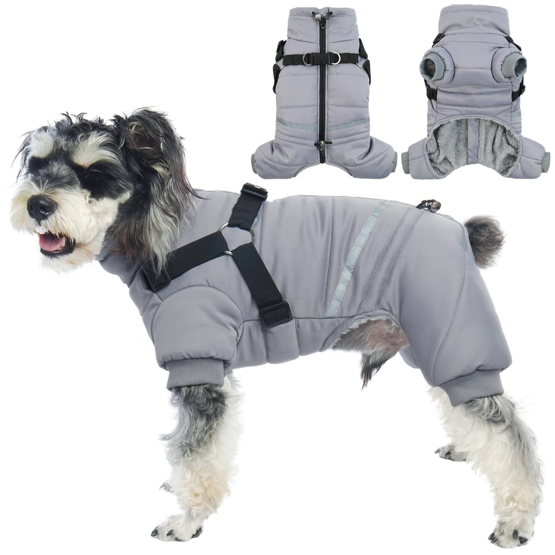 Hjyokuso Wasserdichter Hundemantel, Hundejacke mit Geschirr, Wintermantel Hund für kleine Mittel Gro
