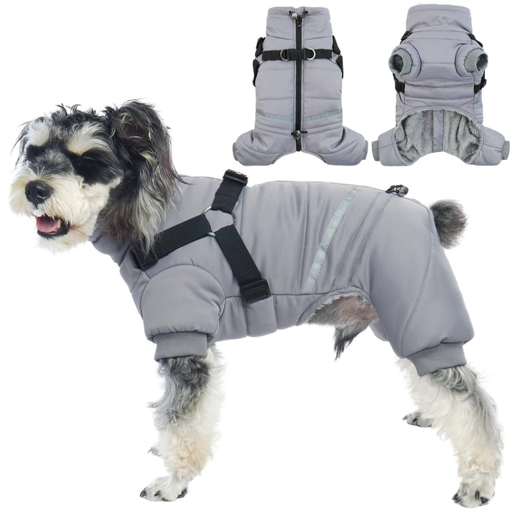 Hjyokuso Wasserdichter Hundemantel, Hundejacke mit Geschirr, Wintermantel Hund für kleine Mittel Gro