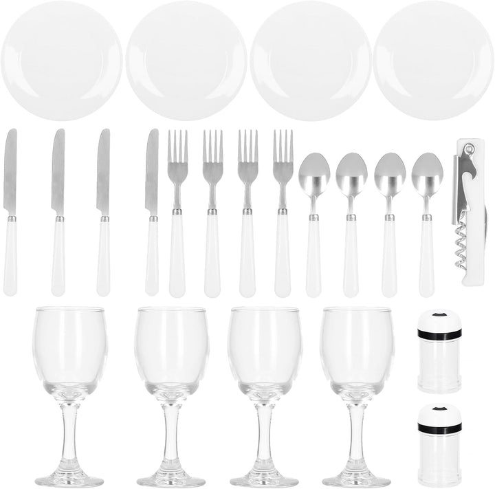 SPRINGOS Weiden - Picknickkorb Thermokorb Picknickkoffer mit Kunstlederhenkel Geschirr Set für 4 Per