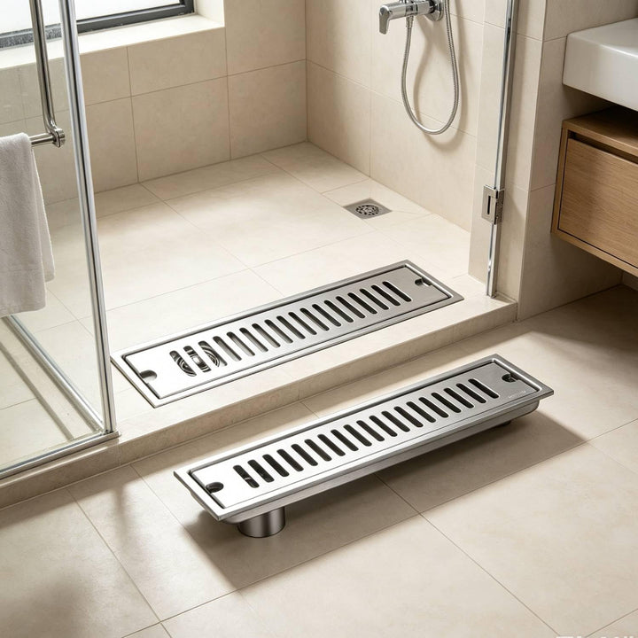Tissting Bodenablauf, Edelstahl Rechteckiger Langer Duschablauf 40cm Side Drainage, 40cm, Side Drain