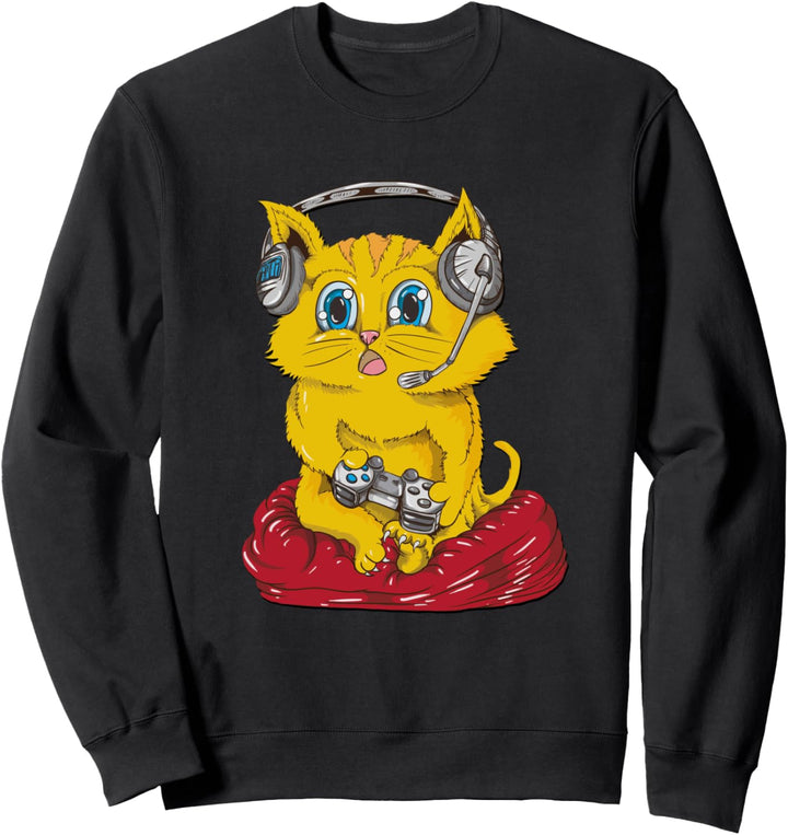 Zocker Katze Gaming Gamer E Sport Spruch Games Geschenk Sweatshirt