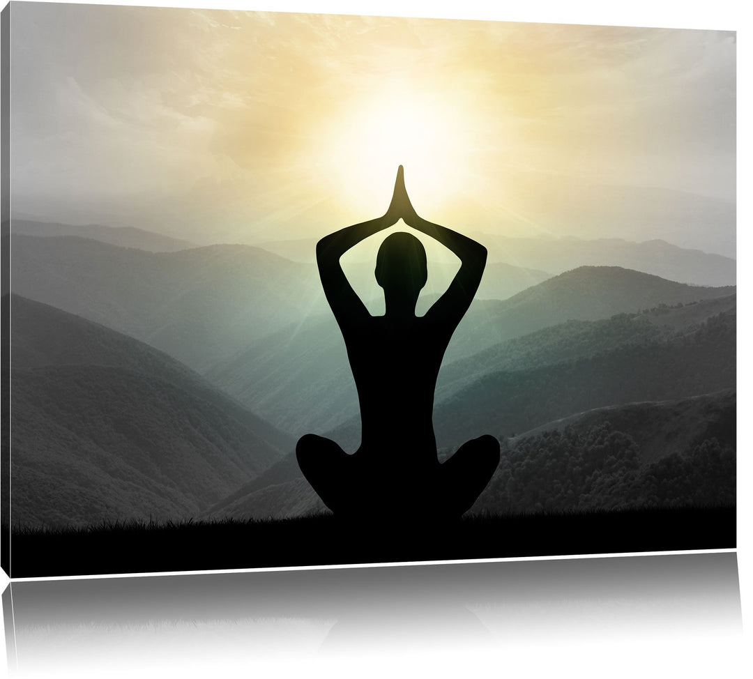Pixxprint Yoga und Meditation als Leinwandbild/Grösse: 100x70 cm/Wandbild/Kunstdruck/fertig bespannt