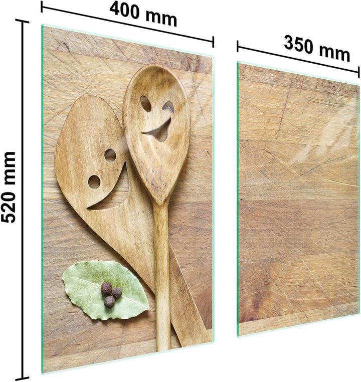 TMK ArtDeko Herdabdeckplatte 2 Teilig 40x52 + 35x52 cm - Spritzschutz Herdabdeckung – Herdschutz aus
