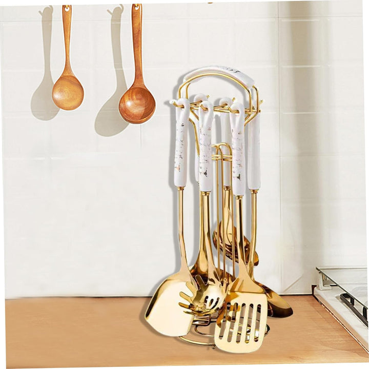 Küchenutensilien Set 7PCS Edelstahl Gold Utensilienhalter Geschirrspüler
