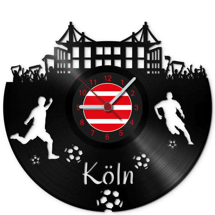 GRAVURZEILE Schallplattenuhr Köln - 100% Vereinsliebe - Upcycling Design Wanduhr aus Vinyl Made in G