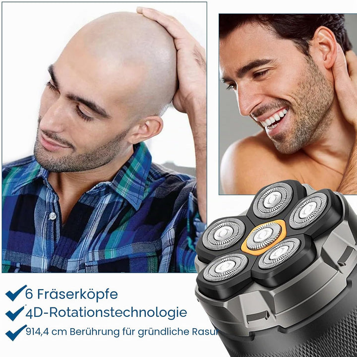 2 Stück Ersatzrasierkopf für Glatzen Rasierer Herren, 6D Magnetischer Rasierkopf Ersatzköpfe Kompati