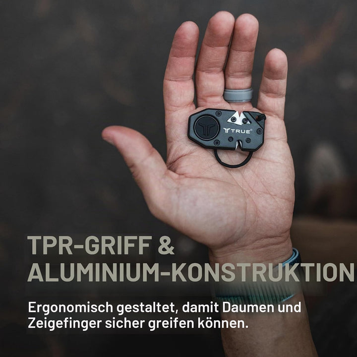 True Utility MYCRO Knife Sharpener - Kompakter Messerschärfer mit Karbid- und Keramikschlitzen - TPR