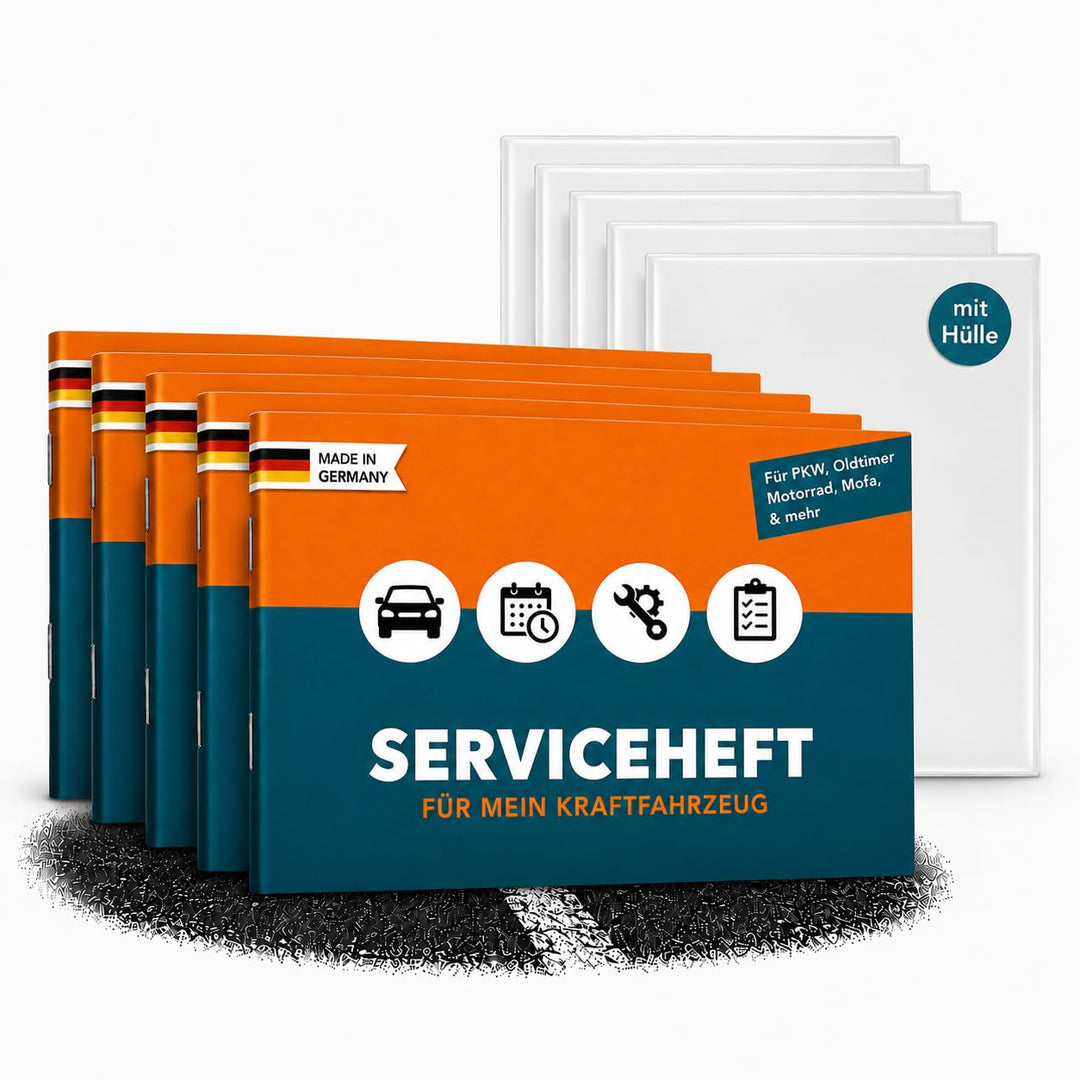 Serviceheft Auto inkl. Hülle | Universal Scheckheft, Inspektionsheft &amp; Wartungsheft für KFZ, PKW, Ol
