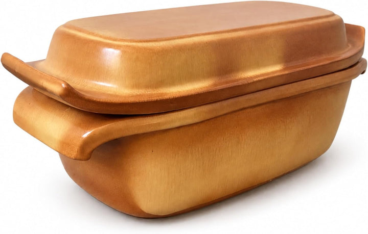 3,5 Liter Brotbackform mit Deckel aus Steingut, 33×16×14 cm, Bräter, Auflaufform, Gratinform, Schmor