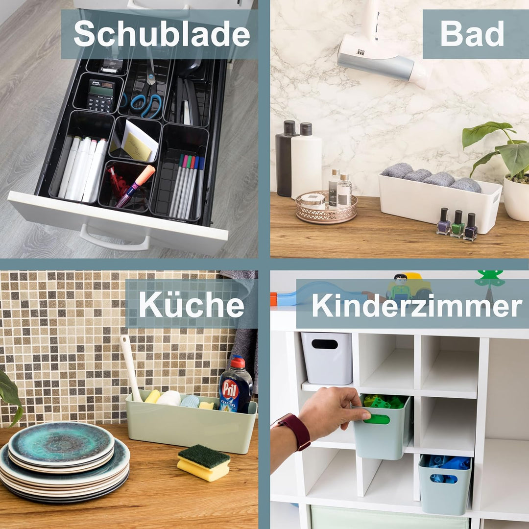 12x Ordnungsbox 10cm hoch milchig-transparent 30x10x10cm 2L Ordnungskorb Milchig-transparent 12 STÜC