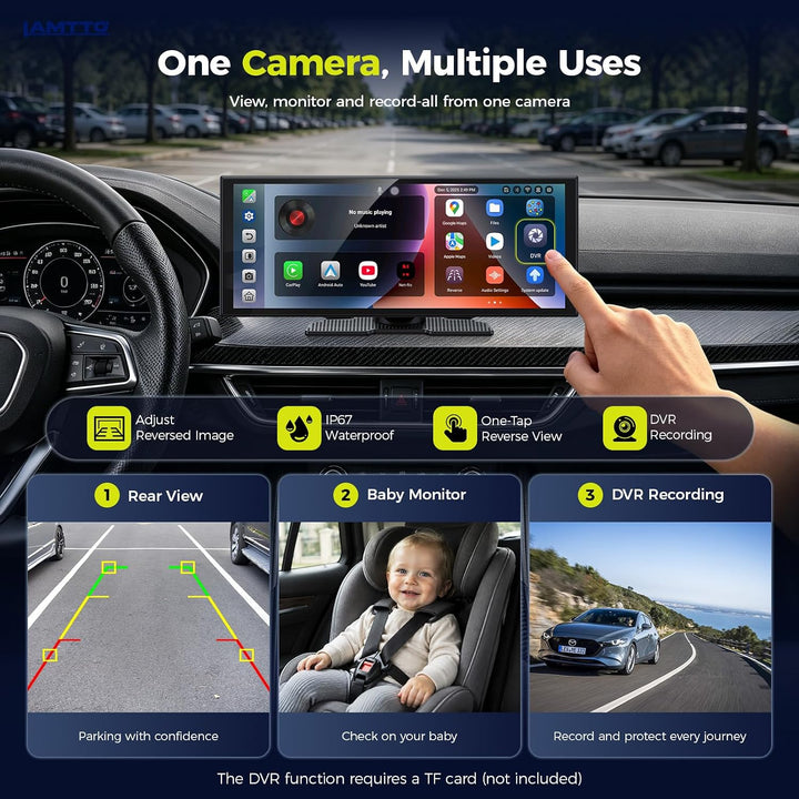 LAMTTO AI CarPlay Display 11 Zoll mit Android 15, Google Play &amp; Gemini AI