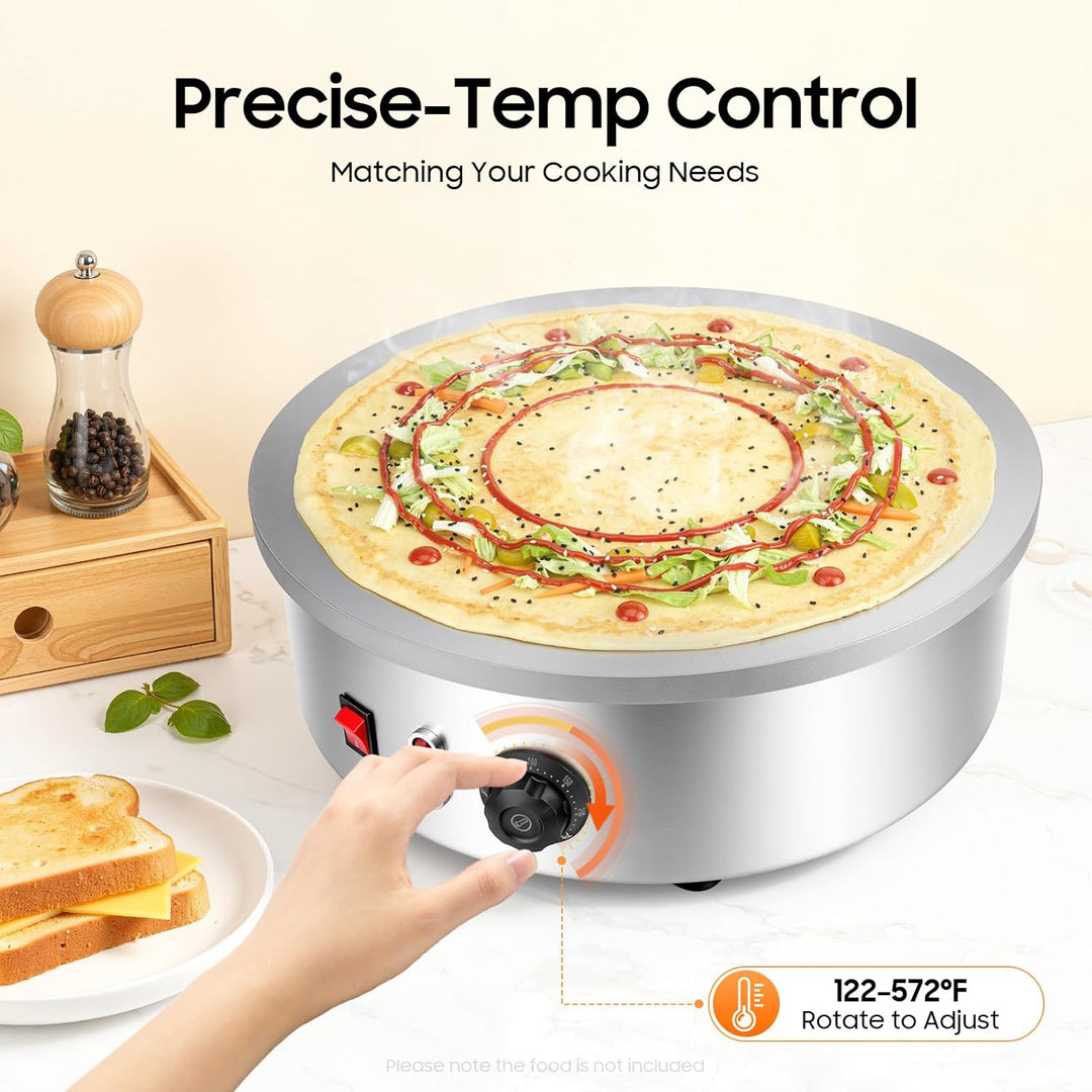45cm Crepes Maker Elektrisch 3000W Gastro - Profi Gusseisen Crêpes Platte &amp; Fladenbäcker für Gözleme