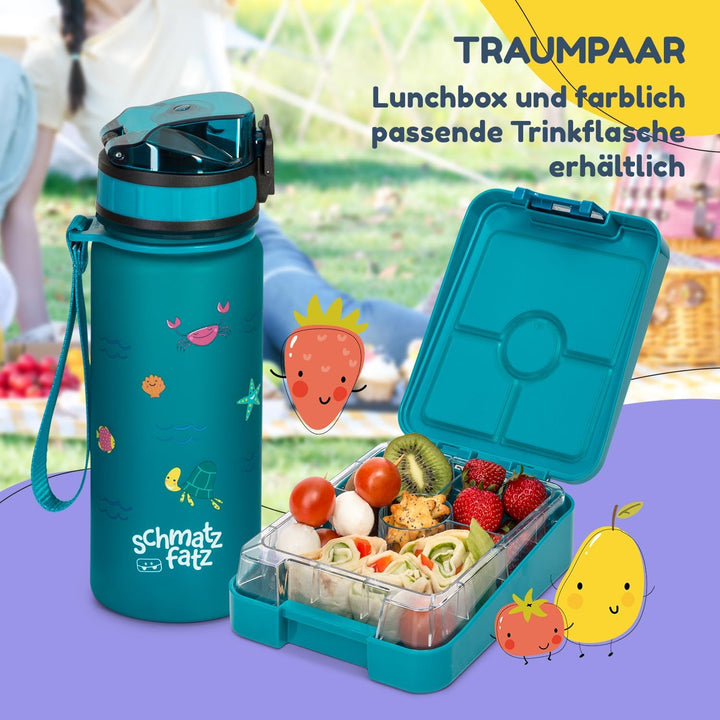schmatzfatz Easy Brotdose für Kinder mit Fächern, Bunte Unterteilt &amp; Auslaufsicher, BPA-Freie Lunchb