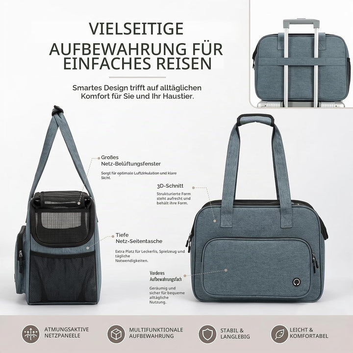 Hundetragetasche Katzentragetasche, Leichte &amp; Atmungsaktive Haustiertasche mit Schultergurt für Reis