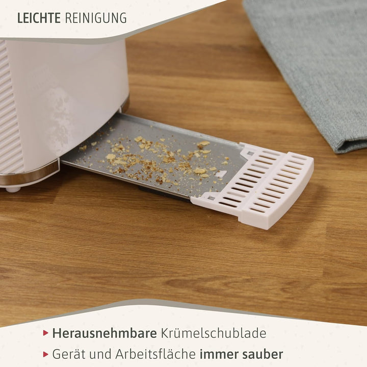 Briebe Elegance Brotor, breiter Schlitz, 2-Scheiben-Toaster, 7 Röststufen, Aufwärmfunktion, Abbreche