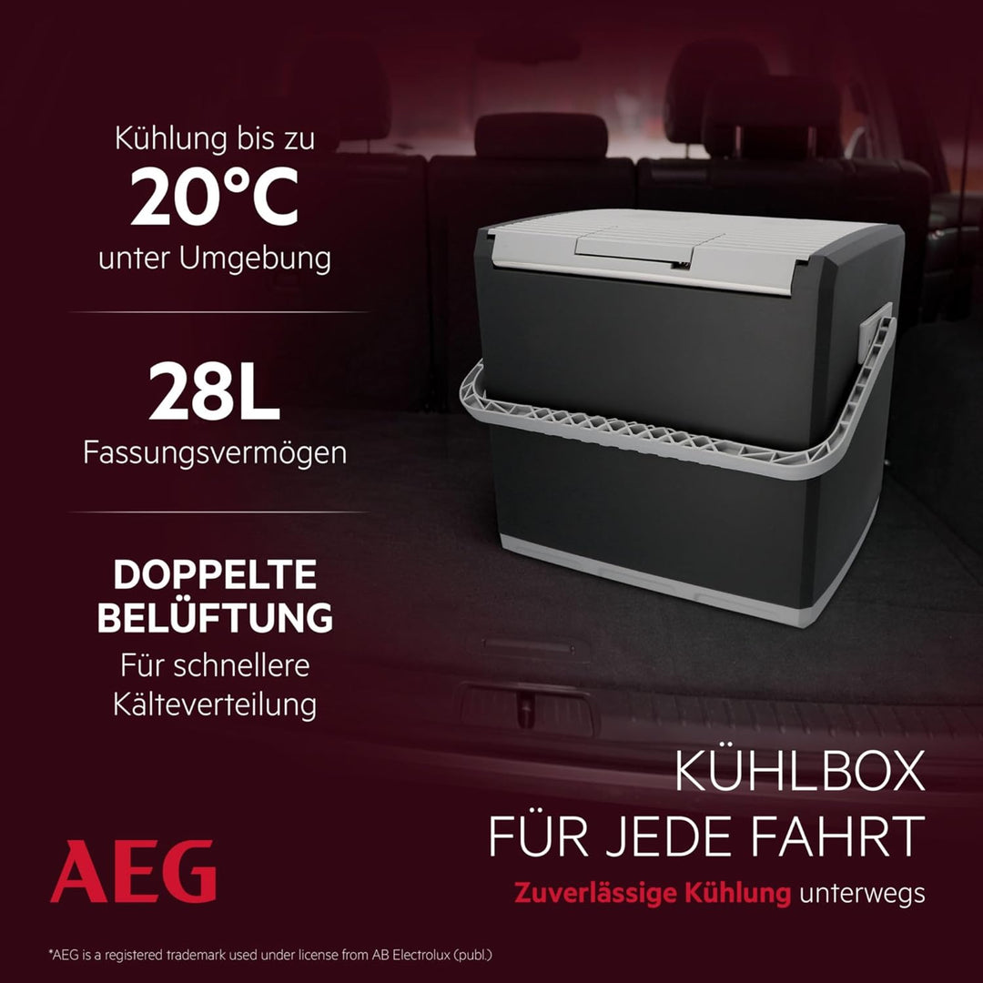 AEG Automotive Thermoelektrische Kühlbox KK 28 Liter, 12/230 Volt für Auto und Steckdose 28 Liter