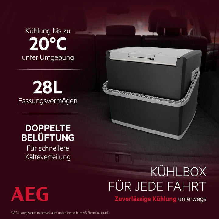AEG Automotive Thermoelektrische Kühlbox KK 28 Liter, 12/230 Volt für Auto und Steckdose 28 Liter