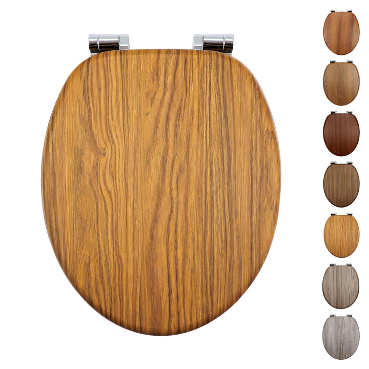 WC-Sitz mit Absenkautomatik, Toilettendeckel aus stabilem MDF-Holzkern, Verstellbare Scharniere aus