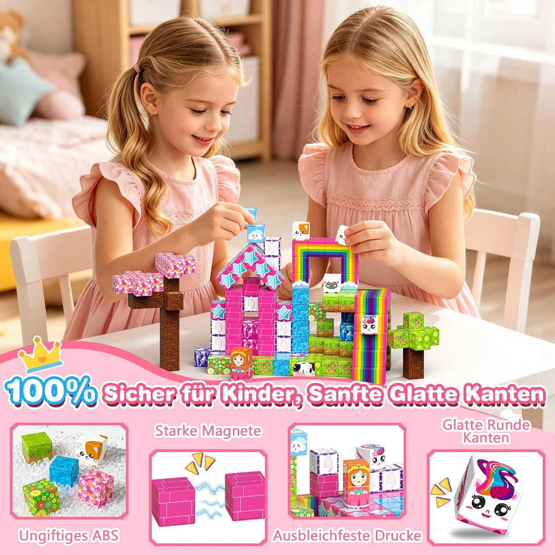Magnetische Bausteine, 150 PCS Magnetbausteine Kinder Spielzeug ab 3 Jahre Geschenk Mädchen 3 4 5 6