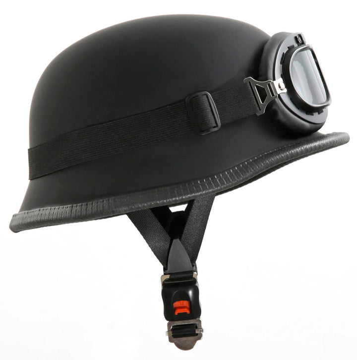 STARK Motorradhelm Stahlhelm &amp; Oldtimer Brille Schwarz matt Grösse: (XL 61cm) XL 61cm Schwarz matt,
