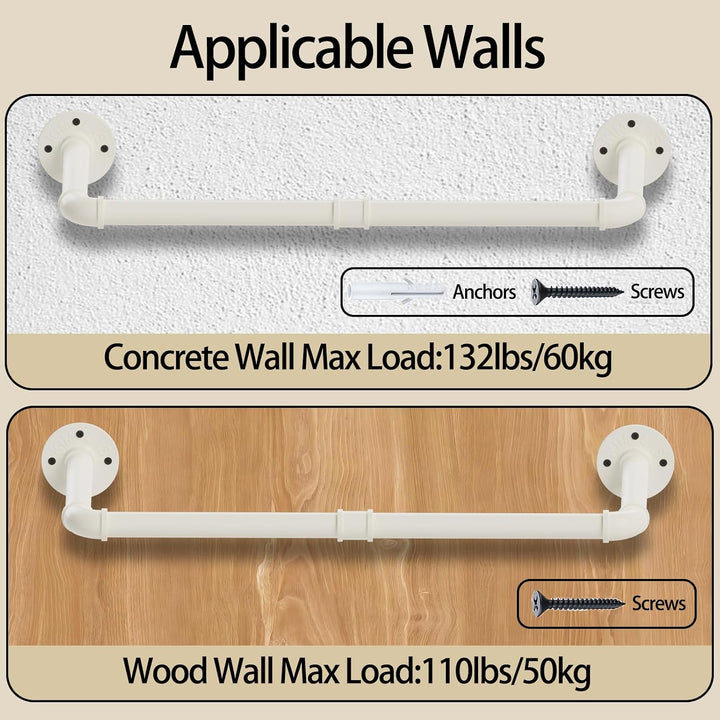 64cm Kleiderstange Wandmontage,Garderobenstange,1 Stück,Beige 64cm (1-Pack) Beige, 64cm (1-Pack) Bei