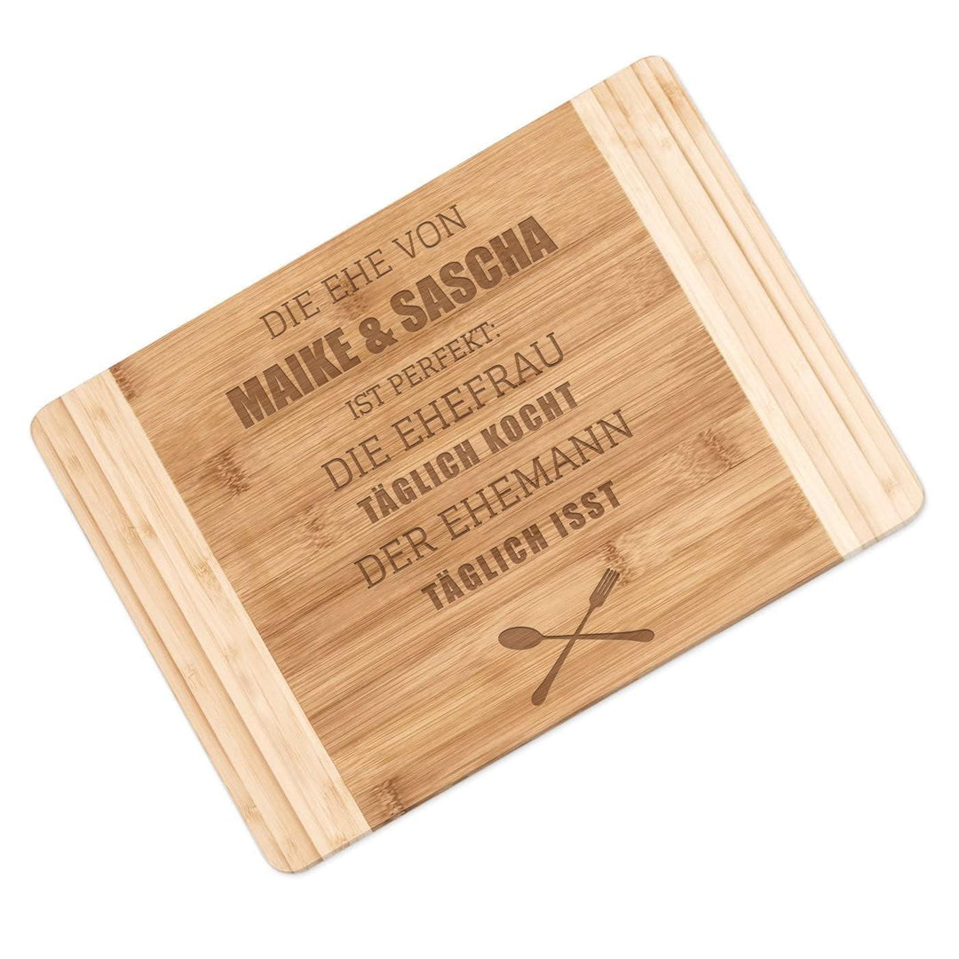 Maverton Bambus Holzbrett mit Gravur - Schneidebrett - Küchenbrett - Grösse: 35x25 cm - gross und ma