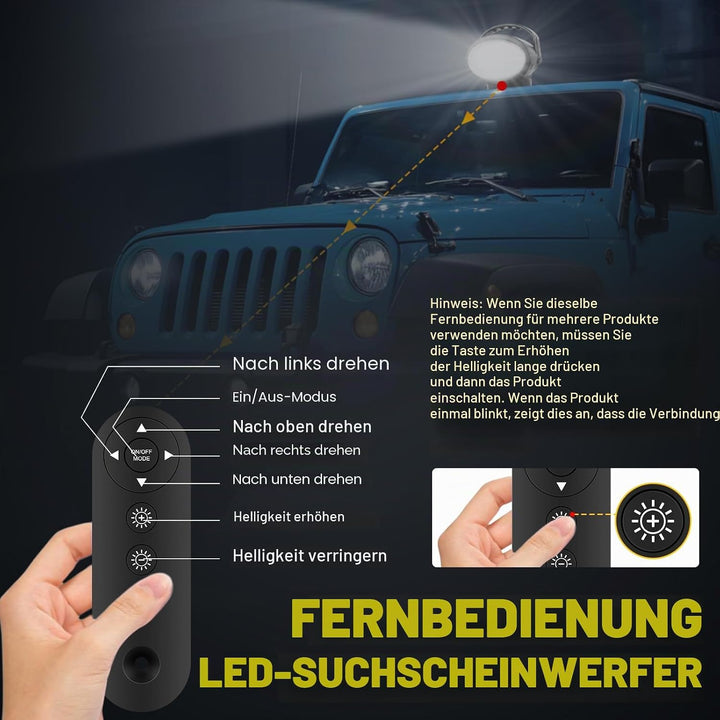 RIGIDON Led Arbeitsscheinwerfer mit Magnetfuss, 38W 3800LM Suchscheinwerfer Model B, Model B