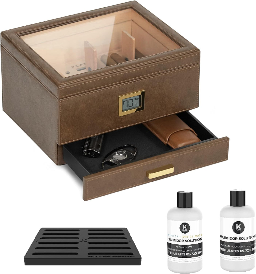 CASE ELEGANCE Monogrammiertes Belmont Glas-Top-Luftbefeuchtungssystem, dickes Zedernholz, genaues di