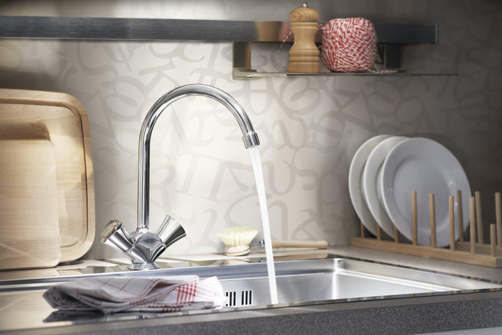 GROHE Costa - Spültisch- Einlocharmatur (Schwenkbereich 360°, wärmeisoliert, flexibler Anschluss, la