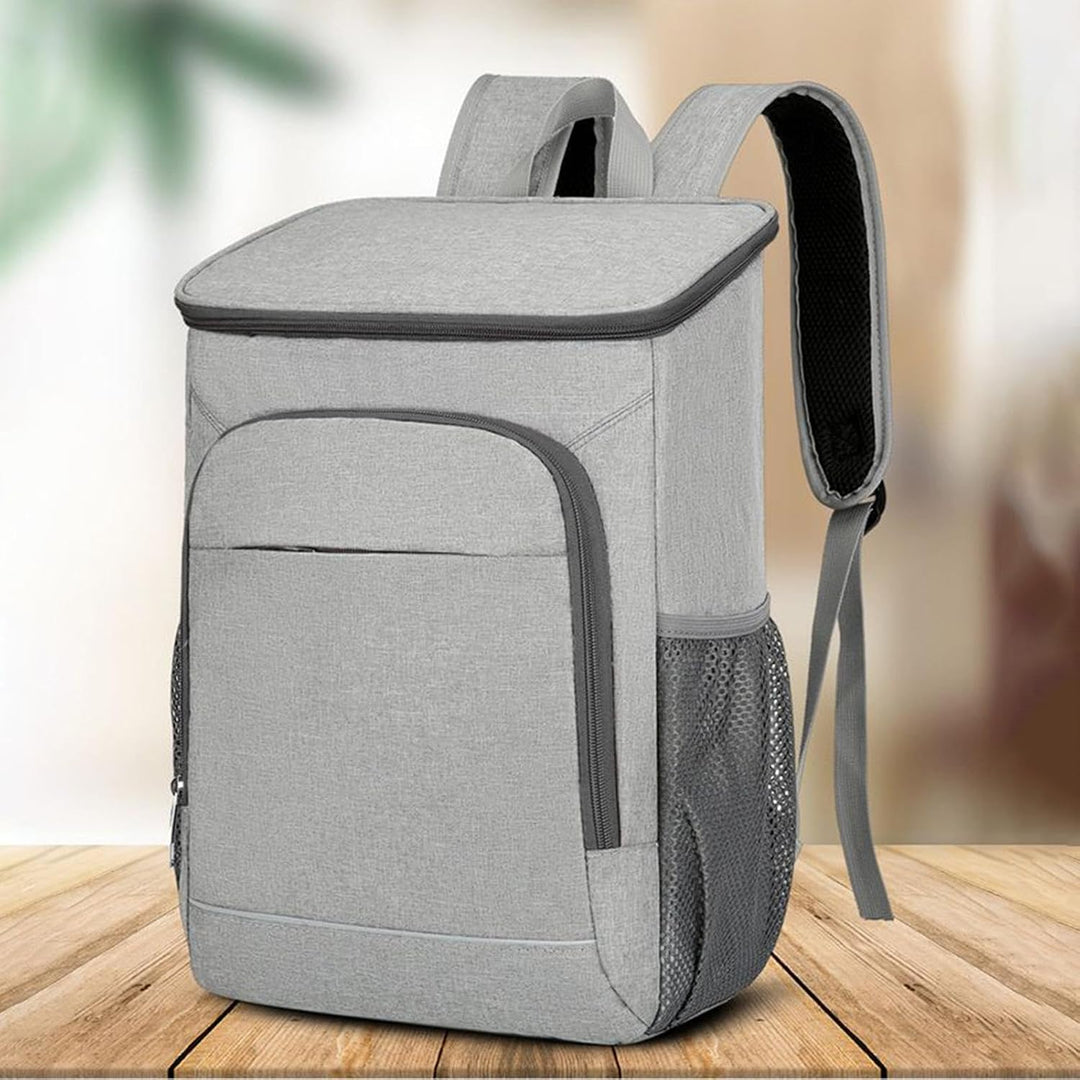 Isolierter Rucksack Kühltasche 50L Lunchtasche Mit Mehreren Fächern Grau, Grau