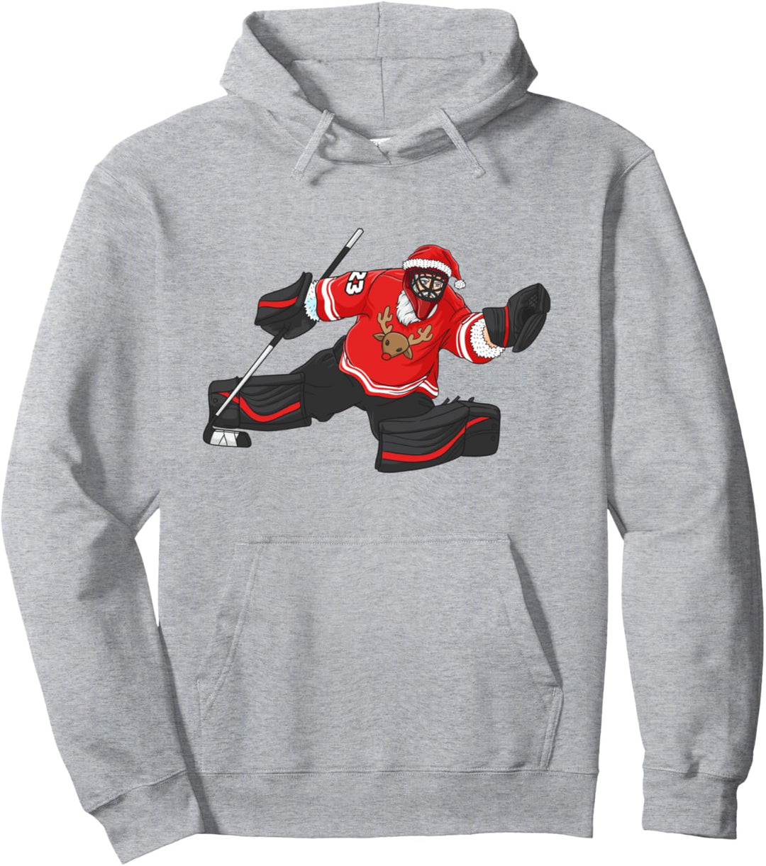 Torwart Eishockey Weihnachtsmann Weihnachten Geschenk Pullover Hoodie