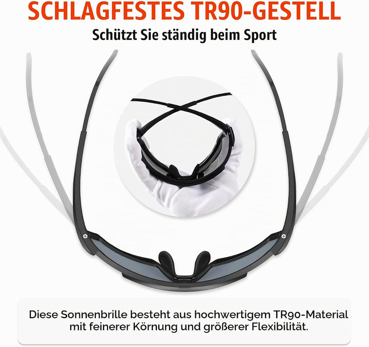 X-TIGER Fahrradbrille, UV400 mit 5 Wechselgläser,Herren Damen Sportbrille, Starker TR90 Frame,Outdoo