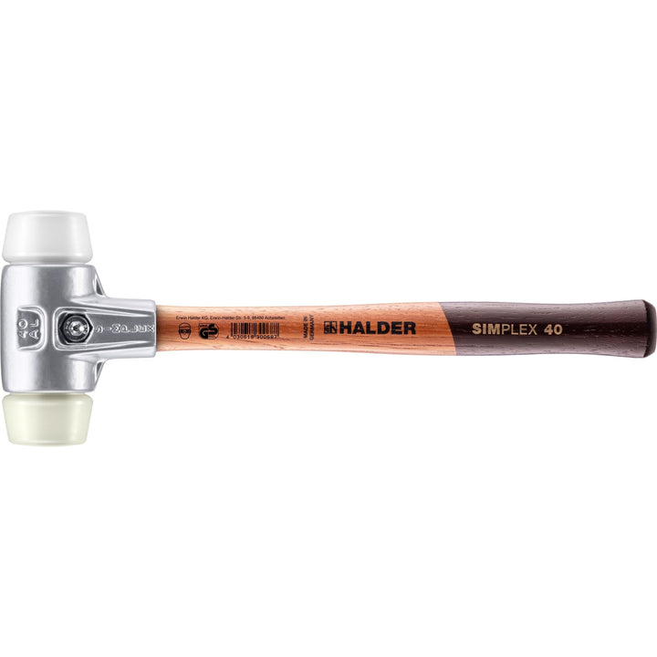 SIMPLEX-Schonhammer, Superplastik/Nylon; mit Aluminiumgehäuse und hochwertigem Holzstiel | D=40 mm |