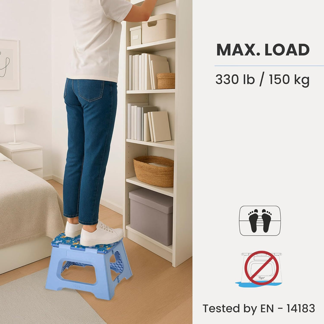 VIGAR Kompakte Tritthocker Klappbar für Erwachsene, 23 cm, Klapphocker Faltbar 150 kg rutschfest, Le