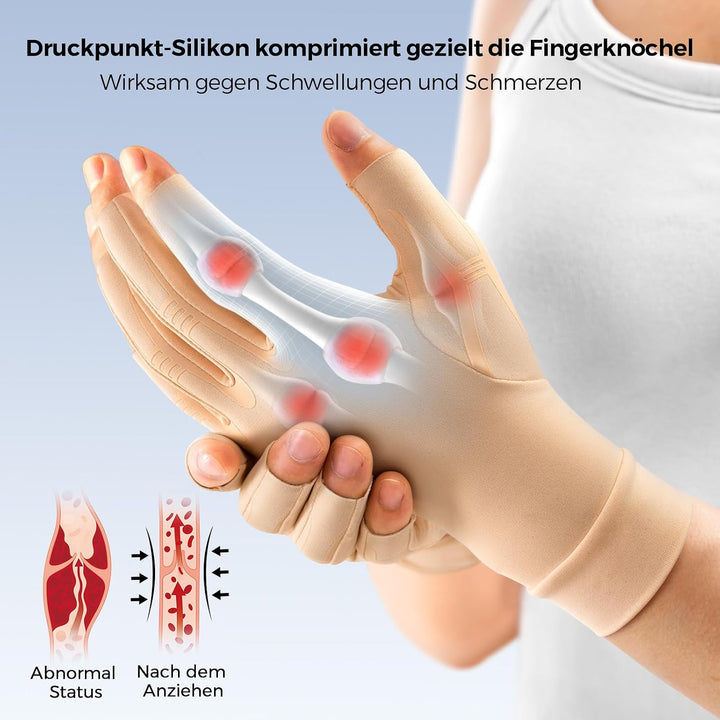 FREETOO Arthrose Handschuhe Damen Herren, Fingerlose Kompressionshandschuhe