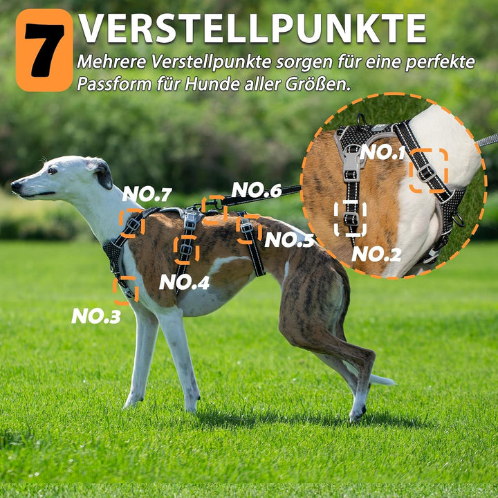 Huntboo Sicherheitsgeschirr Hund Ausbruchsicher, Panikgeschirr für Hunde, Anti Zug Hundegeschirr, Re