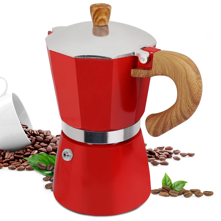 6 Tasse Mokka Kanne aus Aluminium 300 ml italienische Rot 6 Tasse, Rot 6 Tasse