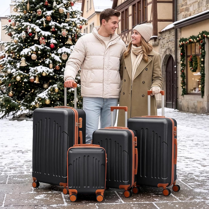 LALAHO Kofferset 4 teilig Hartschale, Reisekoffer mit Rollen Gross, Koffer Set 4 Stück aus ABS, Hand