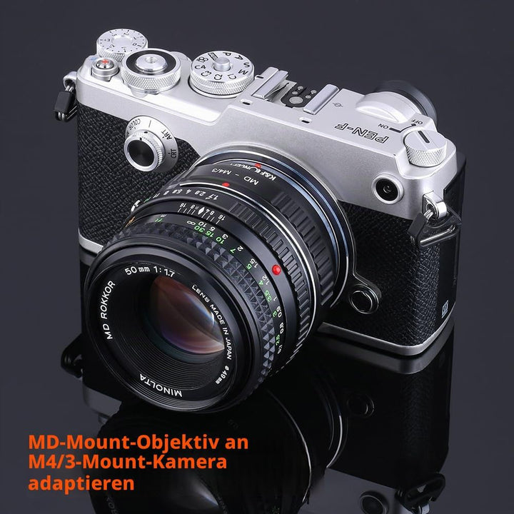 K&amp;F Concept MD - M4/3 Objektiv Mount Adapter Ring für Minolta MD Mount Objektiv auf Micro 4 3 Kamera