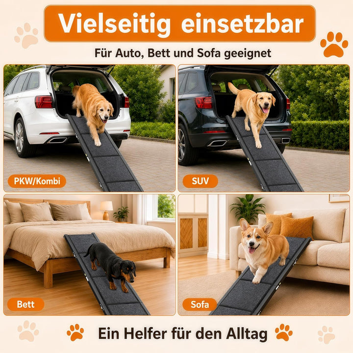 180cm Pro Hunderampe Auto klappbar, Rutschfester Teppich bis 100kg