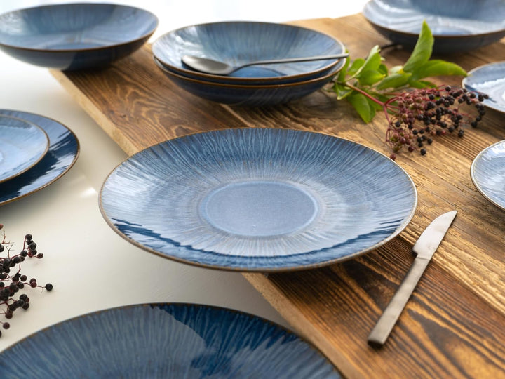 CreaTable, 10591, Serie Sea Breeze Blue, Geschirrset, Teller Set 18 teilig Teller Set Blau, Teller S