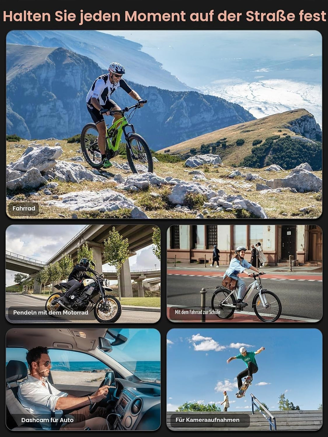 AKEEYO AKY-730Pro 4K Motorrad/Fahrrad Dashcam,60FPS Action-Kamera mit EIS-Stabilisierung,1,14" Touch