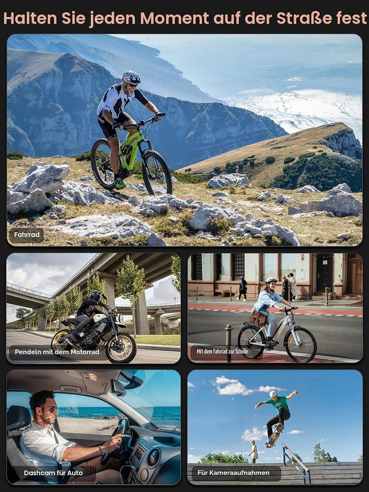 AKEEYO AKY-730Pro 4K Motorrad/Fahrrad Dashcam,60FPS Action-Kamera mit EIS-Stabilisierung,1,14" Touch