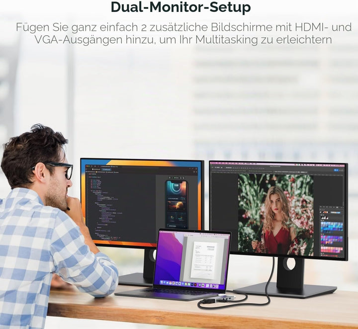 j5create USB 3.0 Hub mit HDMI, VGA, RJ45 Gigabit Ethernet, 2xUSB-A 3.1 - Schnelle Datenübertragung f
