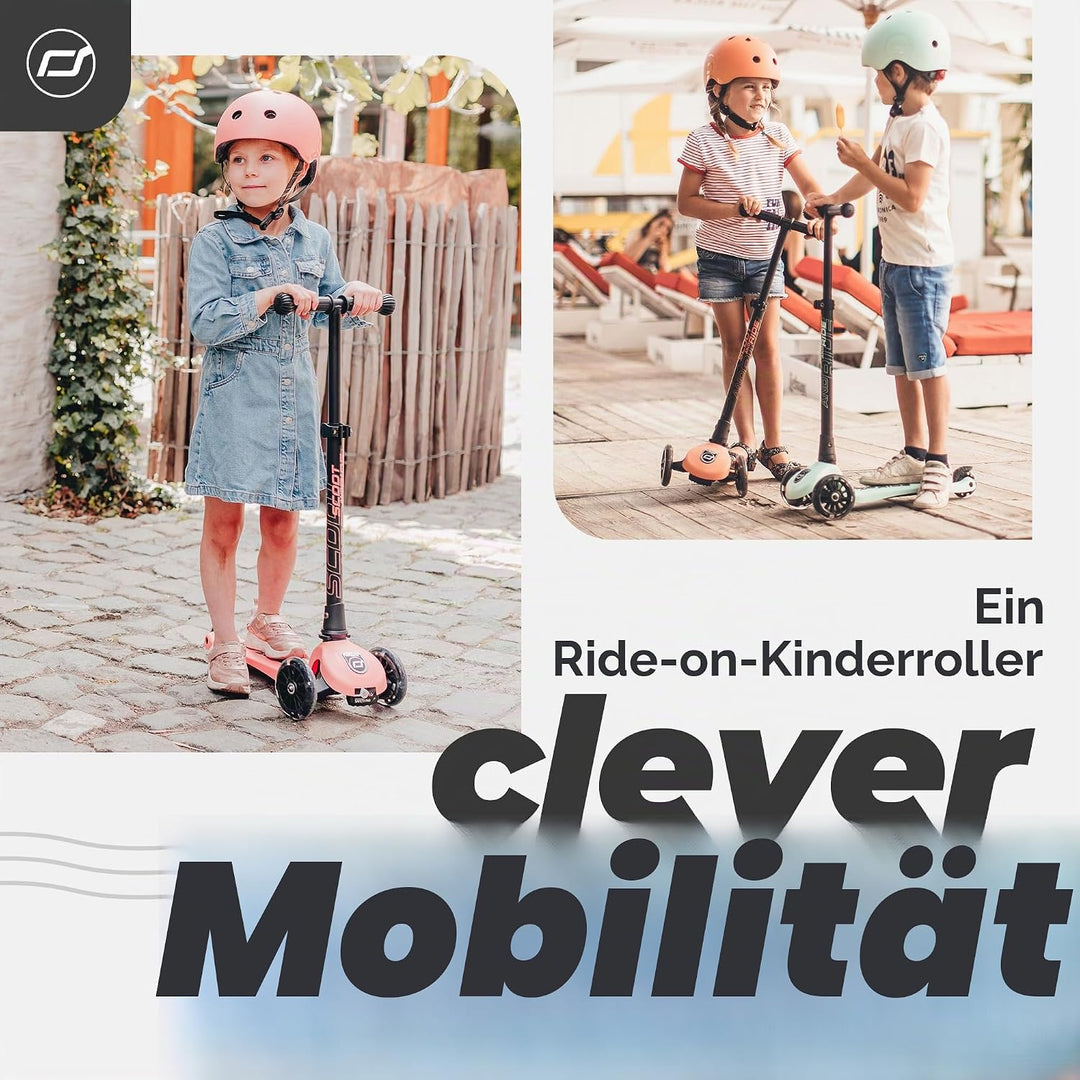 Scoot &amp; Ride Highwaykick 3 LED Scooter Roller Kunststoff/Metall Peach, Masse: ca. 55cm x 15cm x 24cm