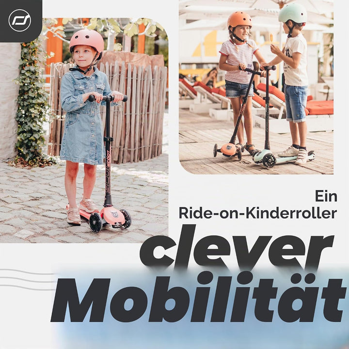 Scoot &amp; Ride Highwaykick 3 LED Scooter Roller Kunststoff/Metall Peach, Masse: ca. 55cm x 15cm x 24cm