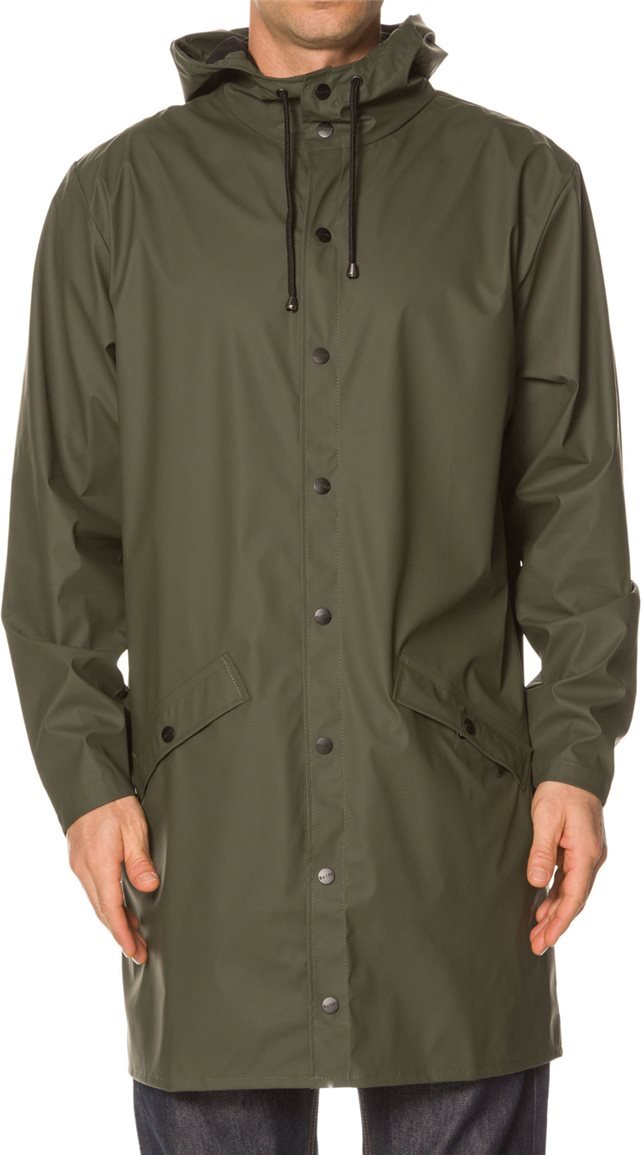 RAINS Herren Long Jacket Regenmantel Extra Small/Small (Herstellergrösse: Extra Small/Small) Grn (Gr