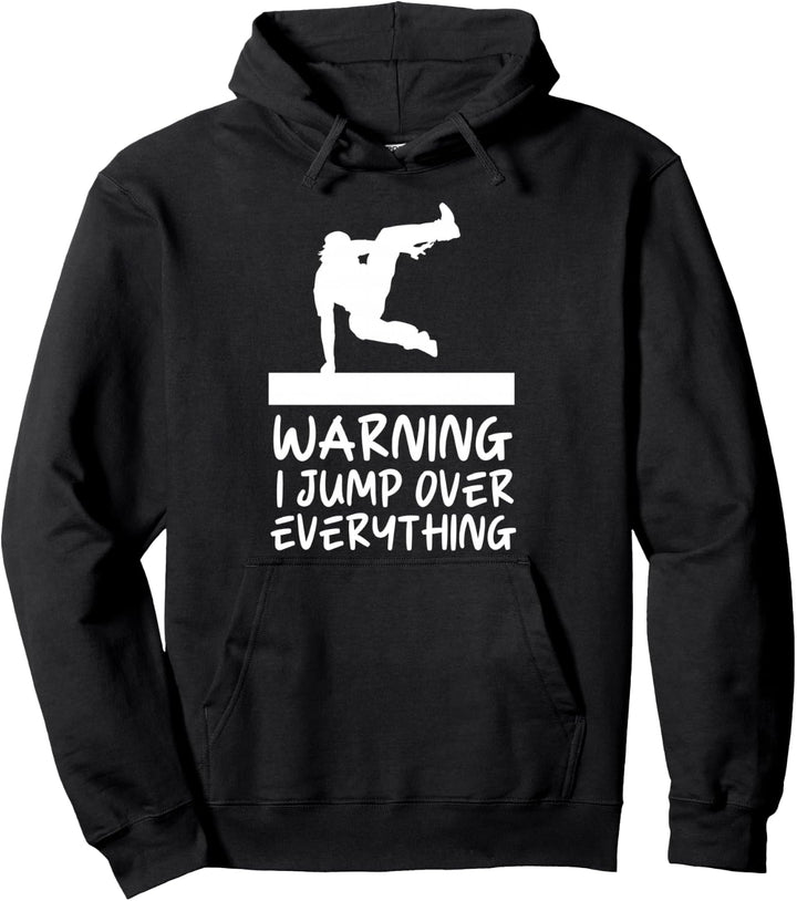 Lustiger Warnsprung über alles Parkour Pullover Hoodie